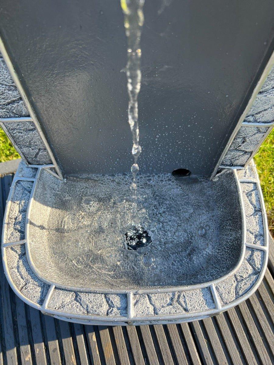 Solar Powered Marble Look Drinking Water Fountain with LED Lights - Outdoor Garden Decor, Pet Waterer, 31.5x26x57.5cm - Perfect for Patio, Yard & Backyard Relaxation