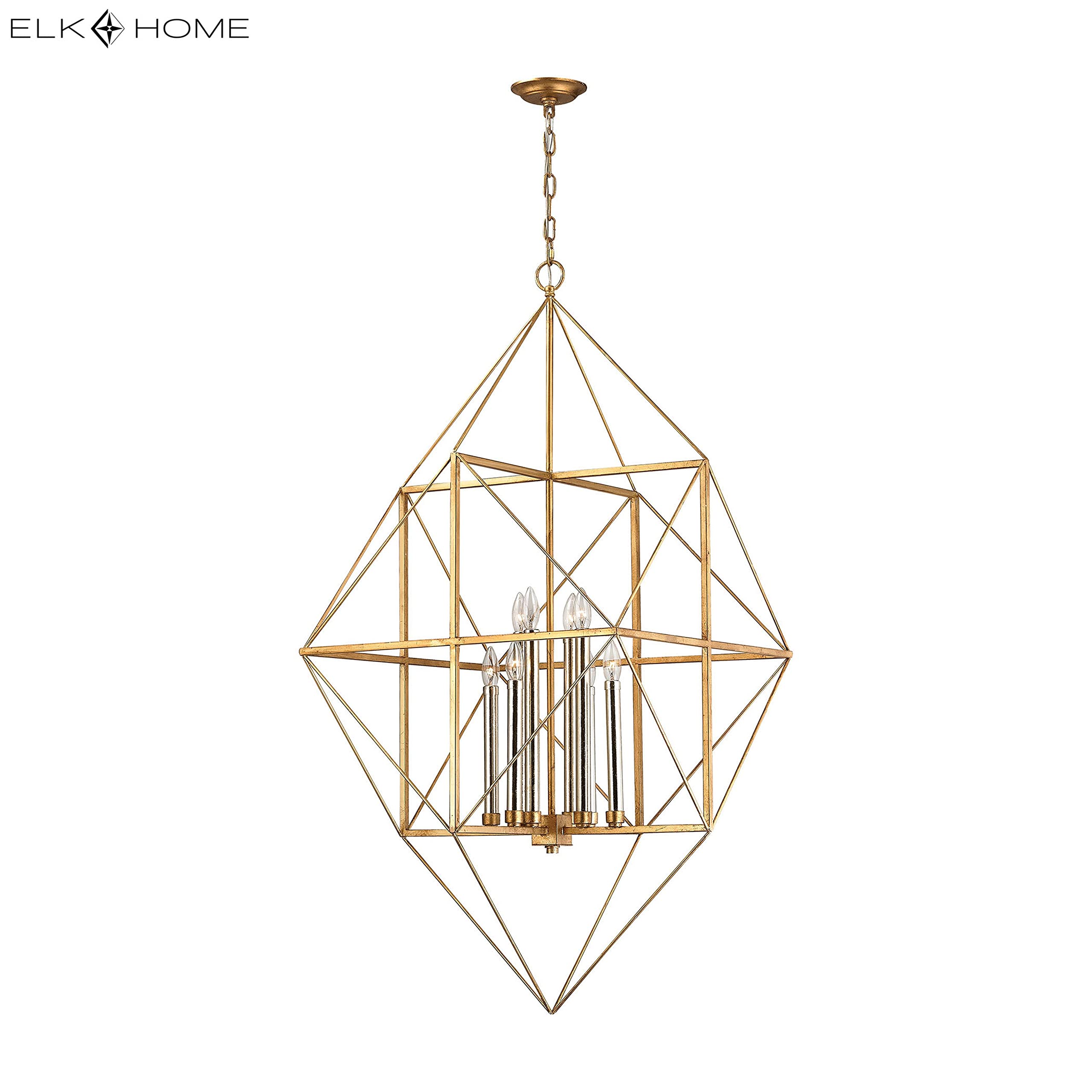Connexions 8-Light Chandelier in Antique Gold & Silver Leaf - Elegant Dining Room Lighting Fixture for Modern Farmhouse Decor