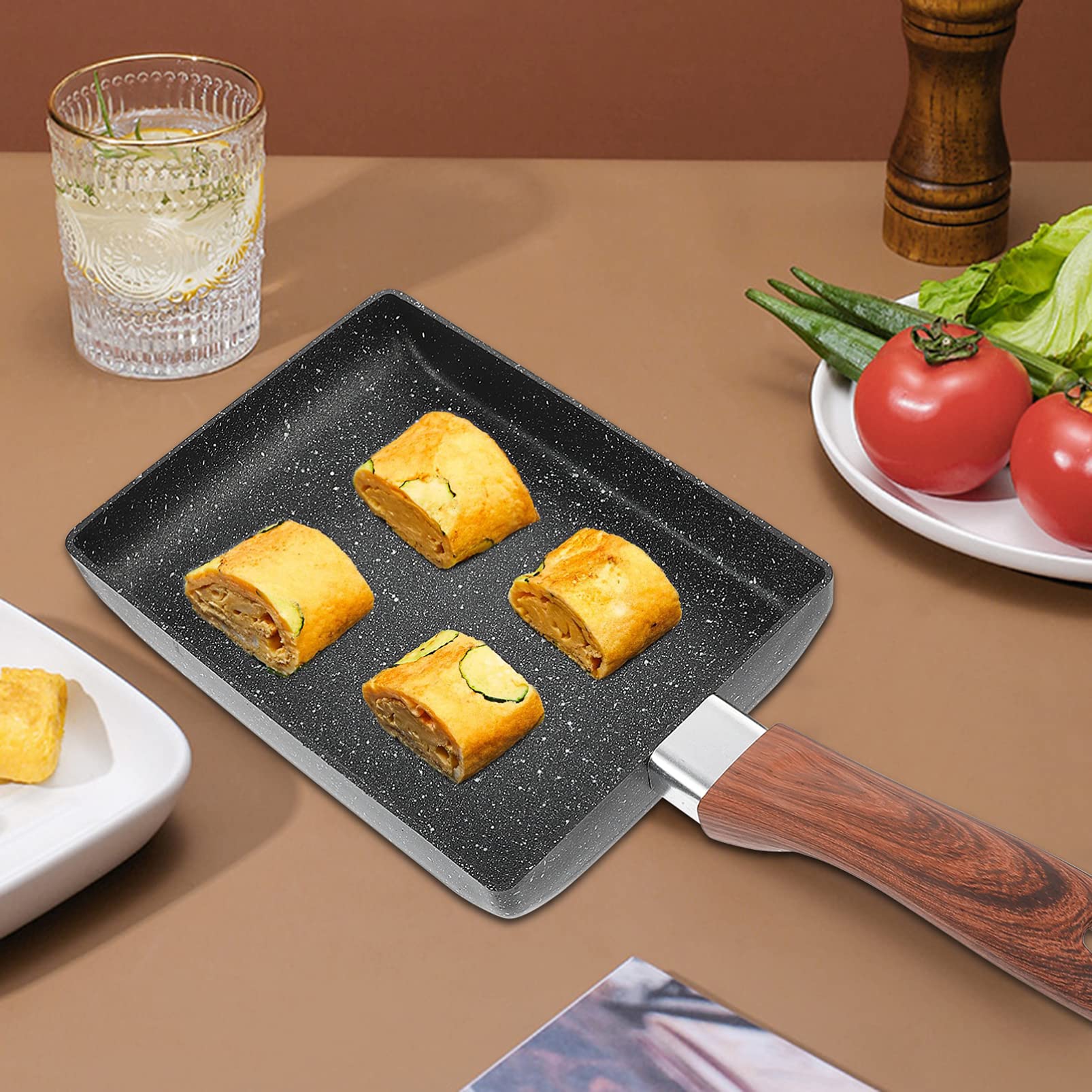 **Hemoton 1-Piece Nonstick Square Tamagoyaki Pan - Mini Frying Skillet for Steak, Eggs & Breakfast - Induction Cooktop Compatible Iron Griddle - Perfect for Japanese Omelette, Pancakes & Cooking at Home**