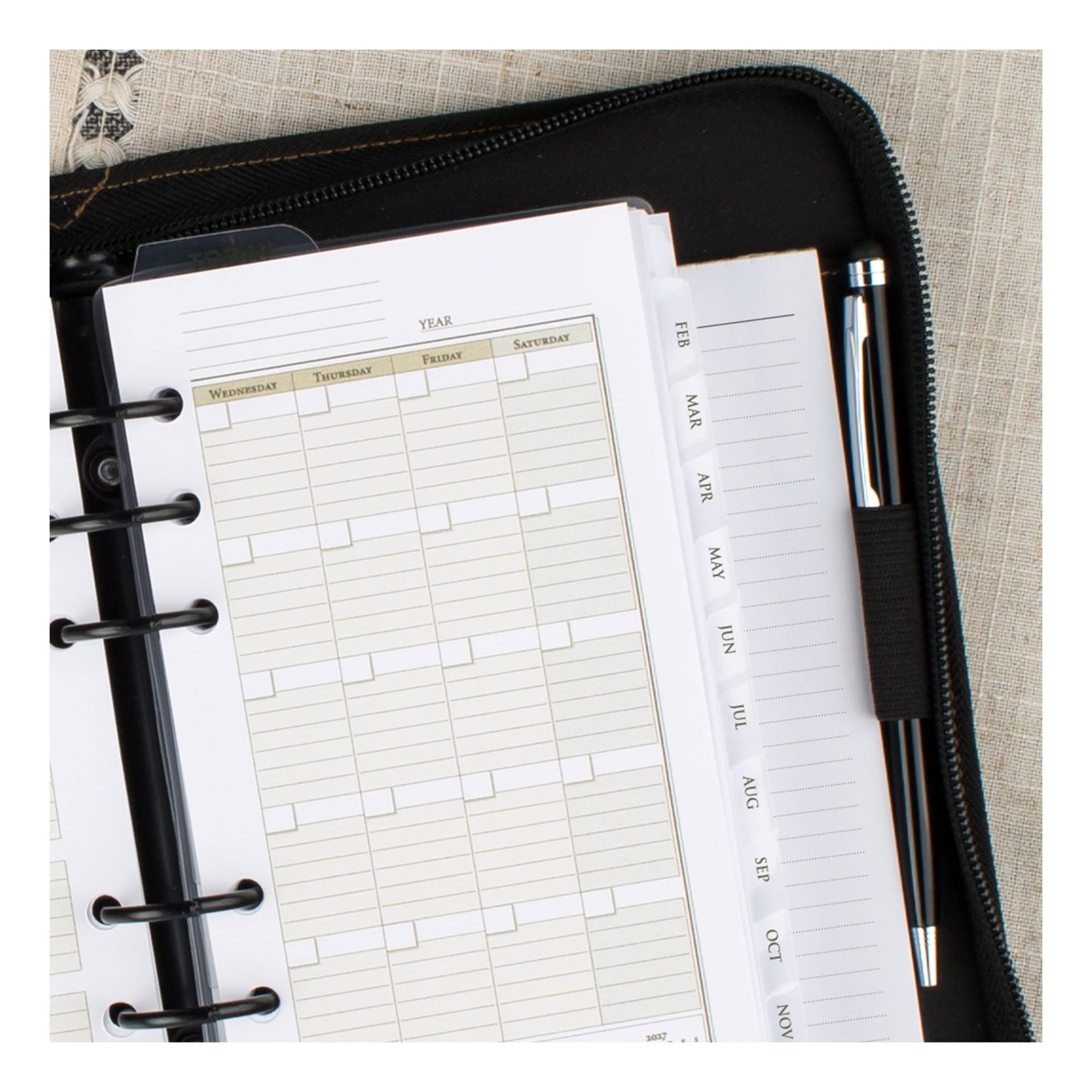 AT-A-GLANCE Simulated Leather Undated Planner Starter Set - D43074 DAY-TIMER, Portable Size, Distressed Brown (033-0140-04) - Perfect for Office, School & Daily Organization