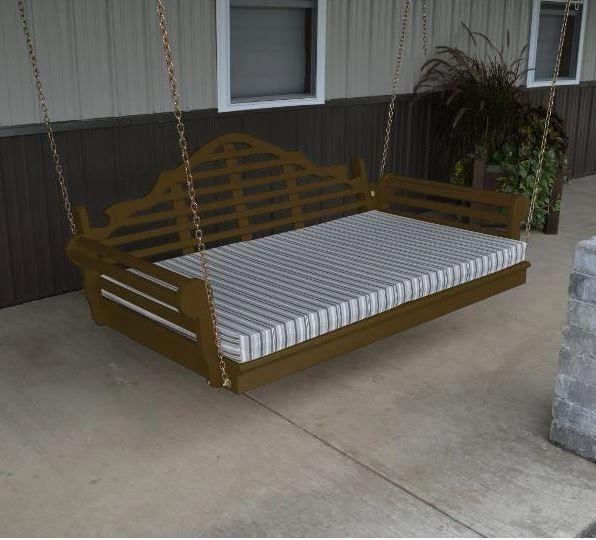 Yellow Pine Marlboro Swingbed by A & L Furniture - Outdoor Porch Swing Bed for Relaxing in Your Garden, Patio, or Backyard