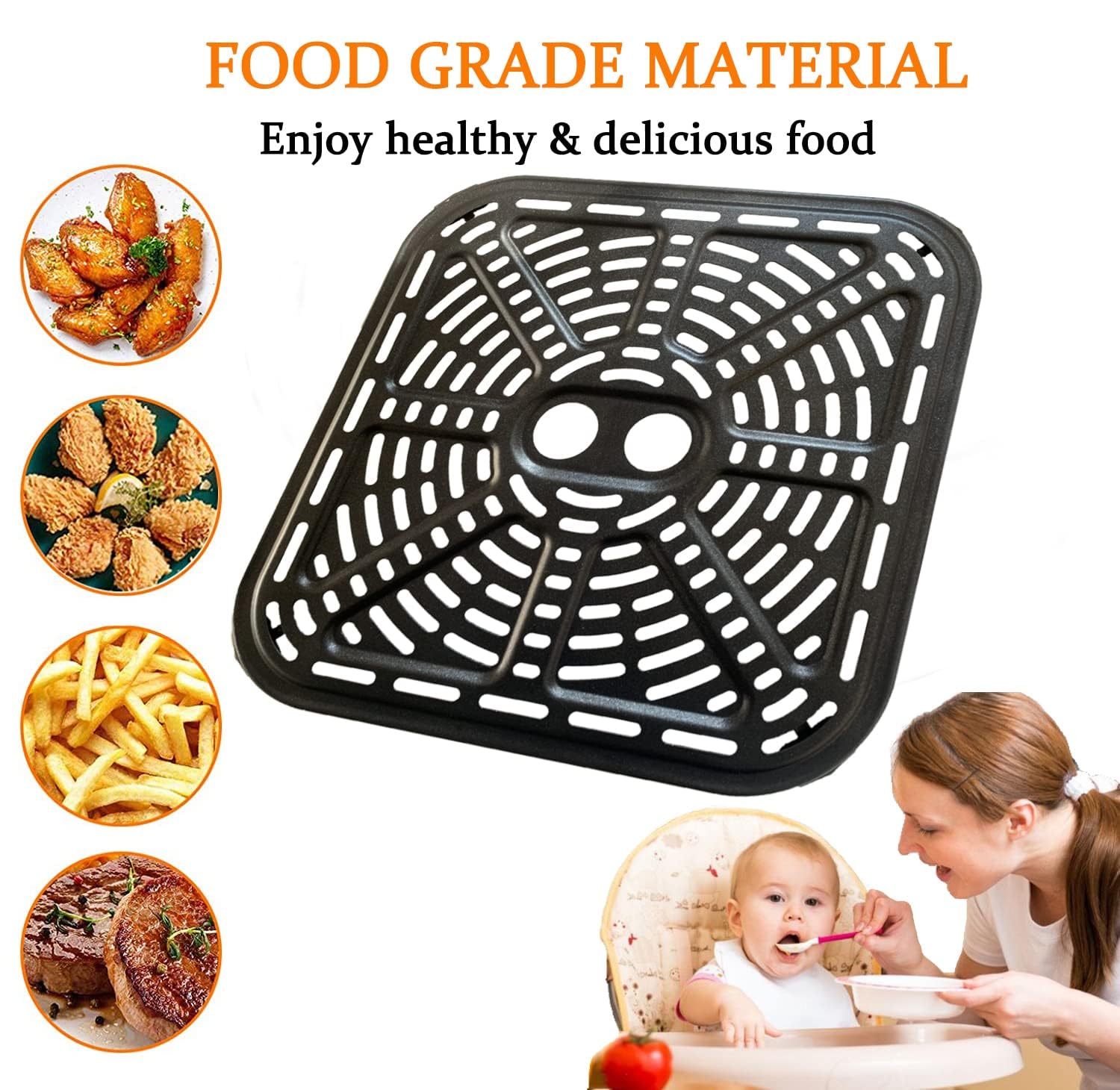 Upgraded Nonstick Air Fryer Grill Crisper Plate for COSORI 6.8QT Air Fryers - Dishwasher Safe Replacement Grate Grid Shelf - Perfect for Grilling Chicken, Vegetables & Making Crispy Snacks