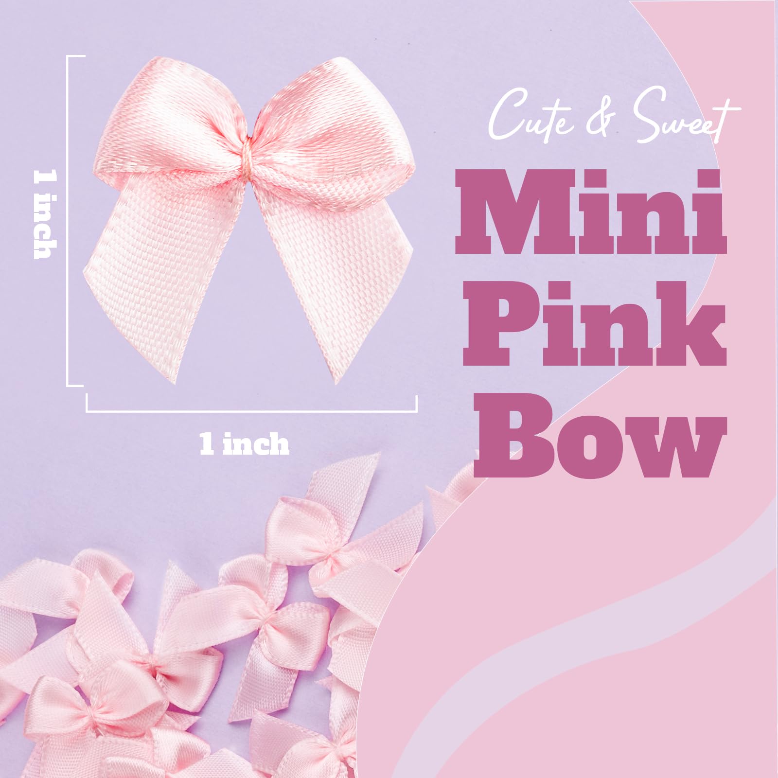 100 Pcs 1 Inch Mini Pink Satin Bows - Small Ribbon Bows for DIY Crafts, Sewing, Flower Arrangements, Bakery Wrapping & Party Decorations | Perfect for Wedding, Birthday, Baby Shower Decor & Gift Packaging
