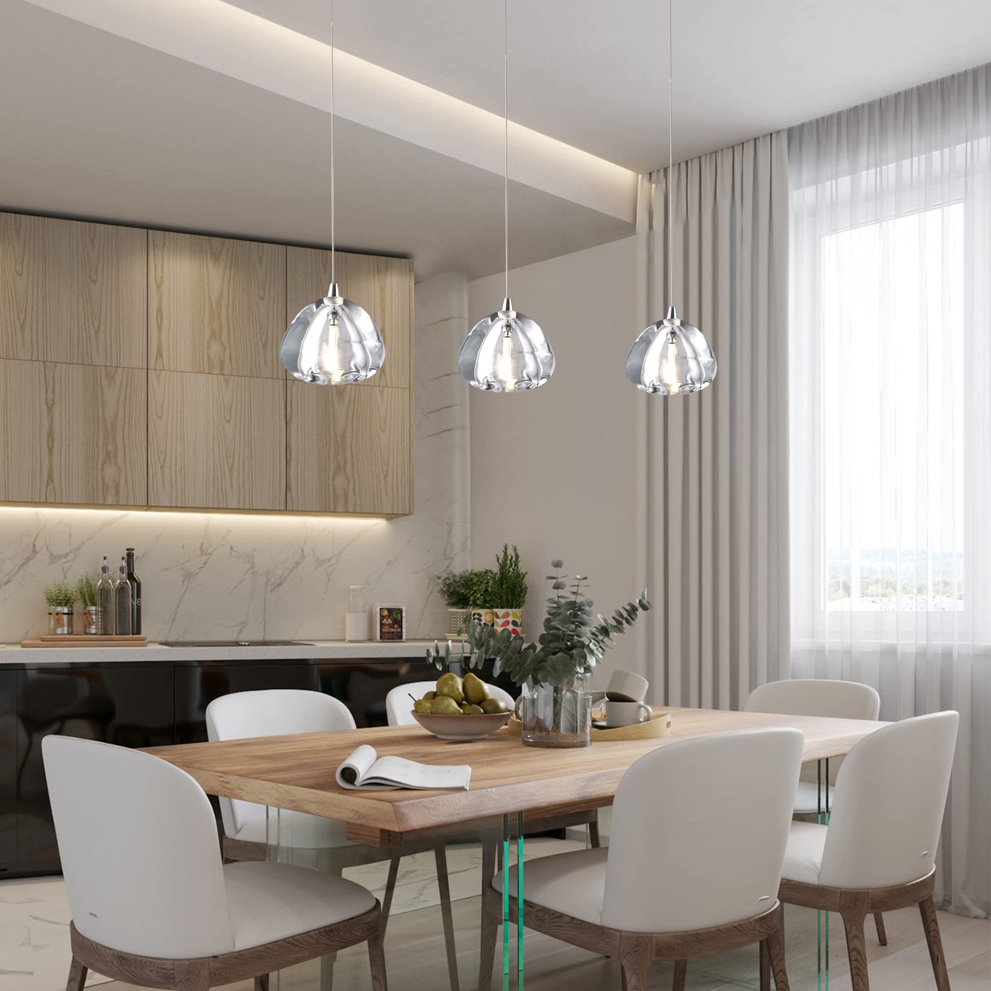 Modern Small Pendant Light - Raindrop Crystal Hanging Lamp, Single Chrome Chandelier for Ceiling, Dining Room, Bedroom, Kitchen Island & Bathroom (D4.72” x H59.05”, 1 Light) - Perfect for Home Decor, Kitchen Lighting, and Dining Area Ambiance