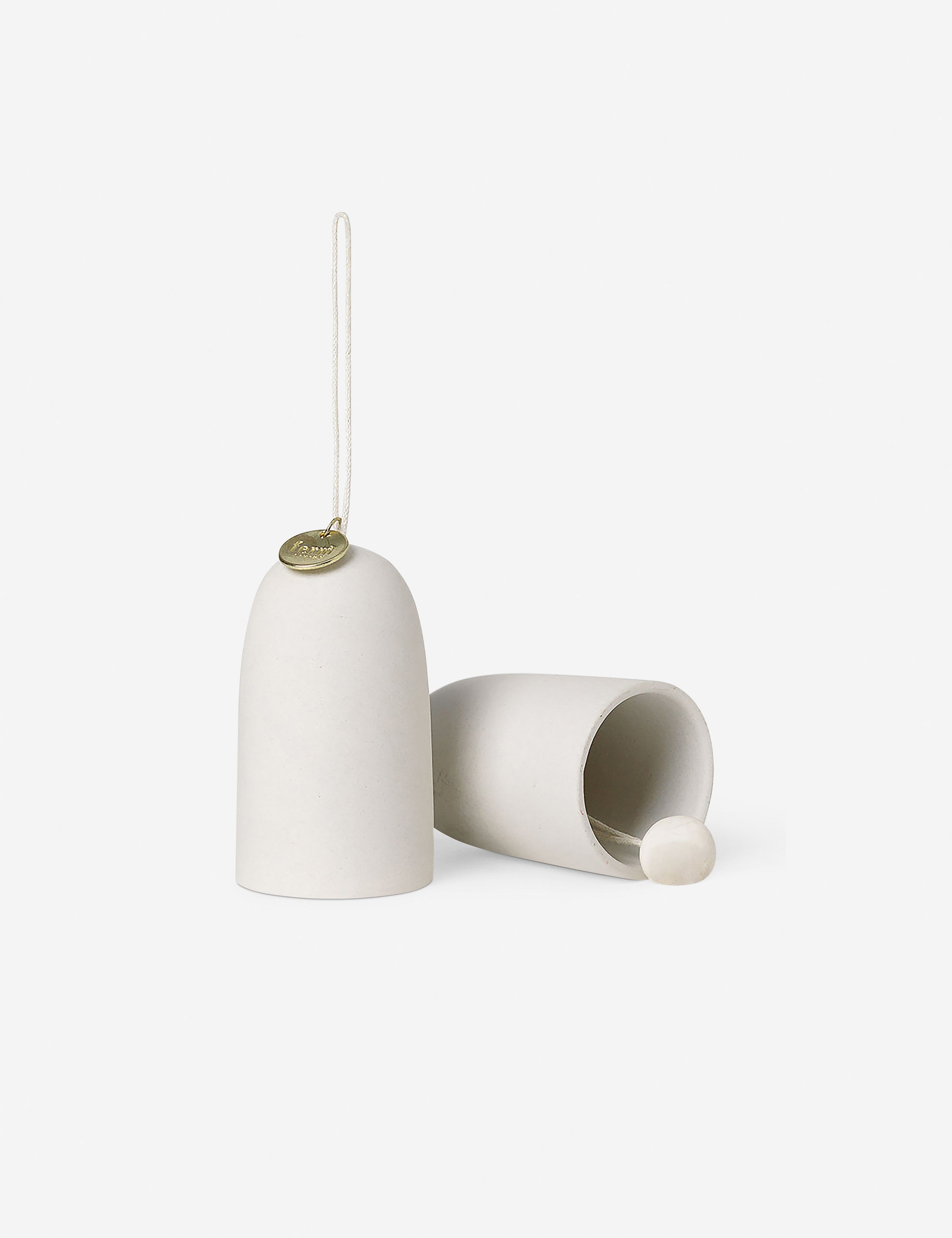 Ferm Living Bell Ceramic Ornaments Set of 2 - Handmade Home Decor for Christmas Tree, Gift, or Shelf Display