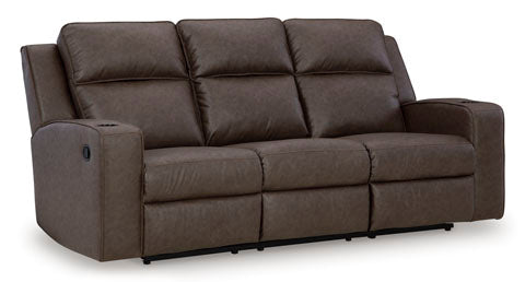 Lavenhorne Umber Reclining Sofa - 3-Seater Leather Living Room Couch with Adjustable Backrest & Footrest - Perfect for Home Theater, Family Room, and Lounge Relaxation