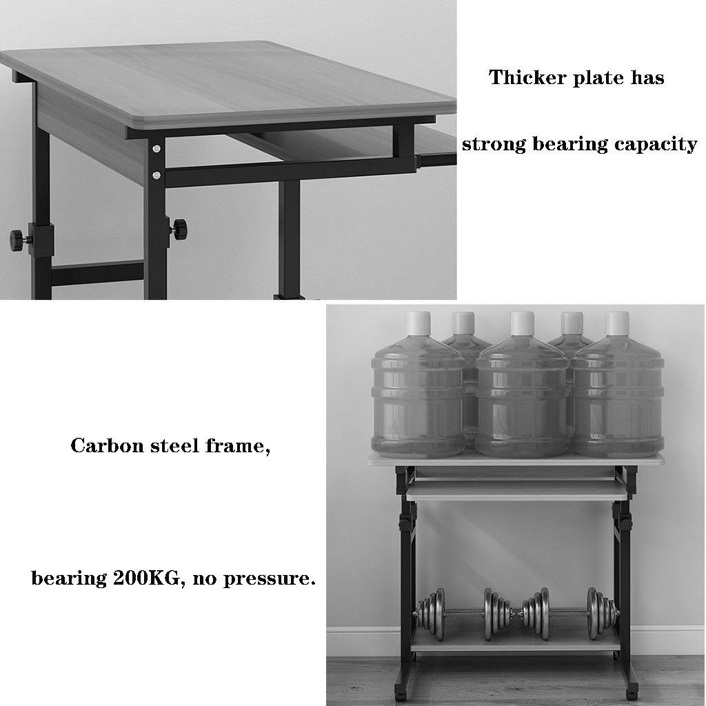 Modern Simple Style Computer Desk with Keyboard Tray - Adjustable Height Home Office Desk, Liftable Writing Table for Bedroom & Small Spaces (Black, 31.5