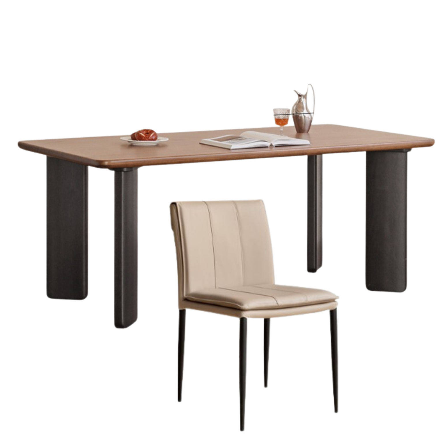 78.7x35.4x29.5 inch / 200x90x75 cm / Rich Dark Walnut Color / dining table + 4 chairs