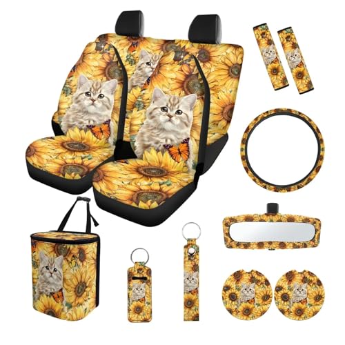Cat Sunflower Butterfly