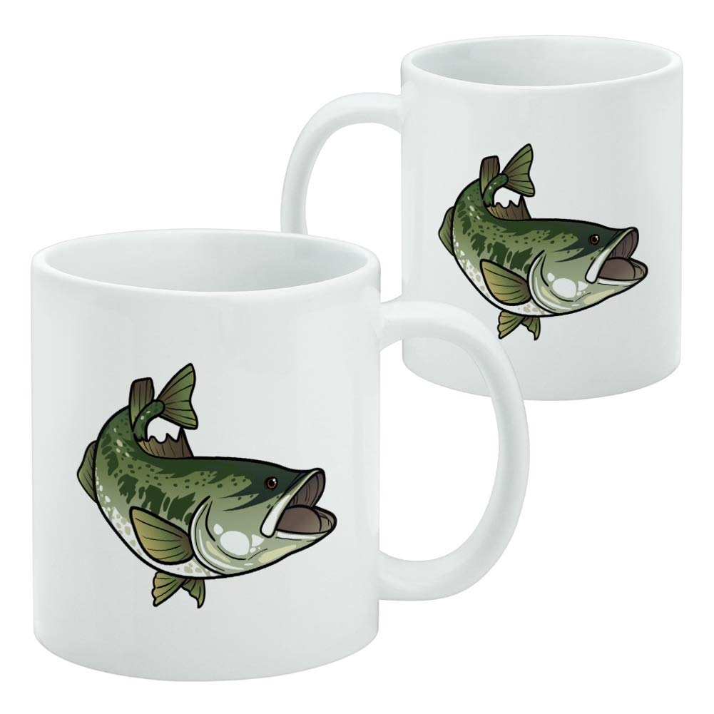 Bass Fish Swimming in River White Coffee Mug - Perfect for Fishing Enthusiasts & Nature Lovers