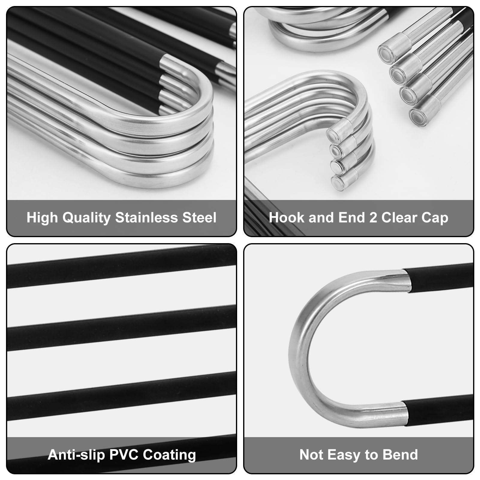 Space Saving Pants Hangers 4-Pack - Stainless Steel Non-Slip Closet Organizers for Jeans, Scarves, Towels & Leggings - Perfect for Small Closets & Wardrobe Organization