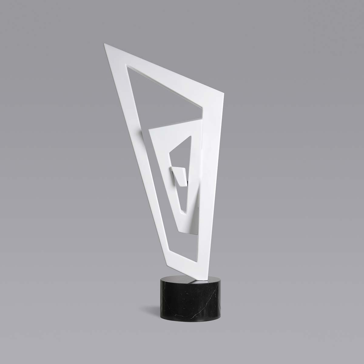 Modern Geometric White Aluminum Sculpture - 22 Inch Contemporary Art Decor for Home, Office & Garden