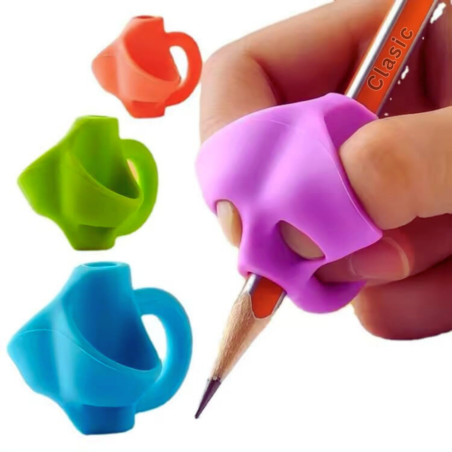 Ergonomic Silicone Pencil Grips for Kids - 3 Pack | Comfortable Writing Aid for Children | Improves Handwriting & Corrects Grip | Ideal for School, Homework & Art Projects