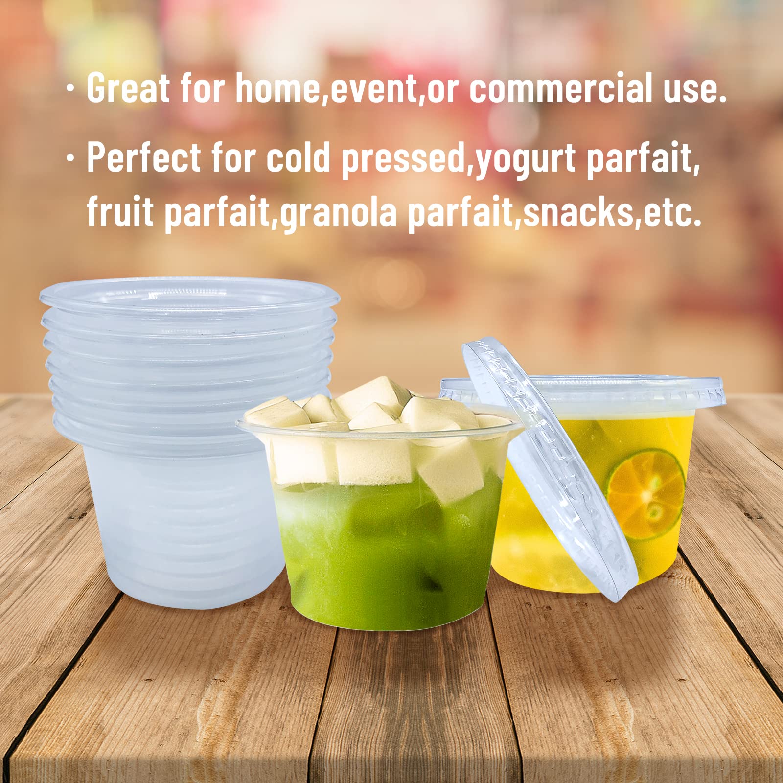 50 Pack 8oz Clear Disposable Plastic Cups with Lids - BPA-Free Food Containers for Drinks, Yogurt, Parfaits, Soups, Snacks, Salads & Fruits - Perfect for Parties, Picnics, Catering & Takeout