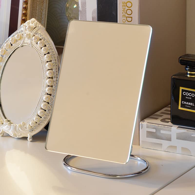 Portable Folding Vanity Mirror with Stand - 360° Adjustable Tabletop Makeup Mirror for Travel, Bathroom & Desk - Perfect for Cosmetics, Personal Beauty & Grooming (Ideal for Home, Salon & On-the-Go Use)