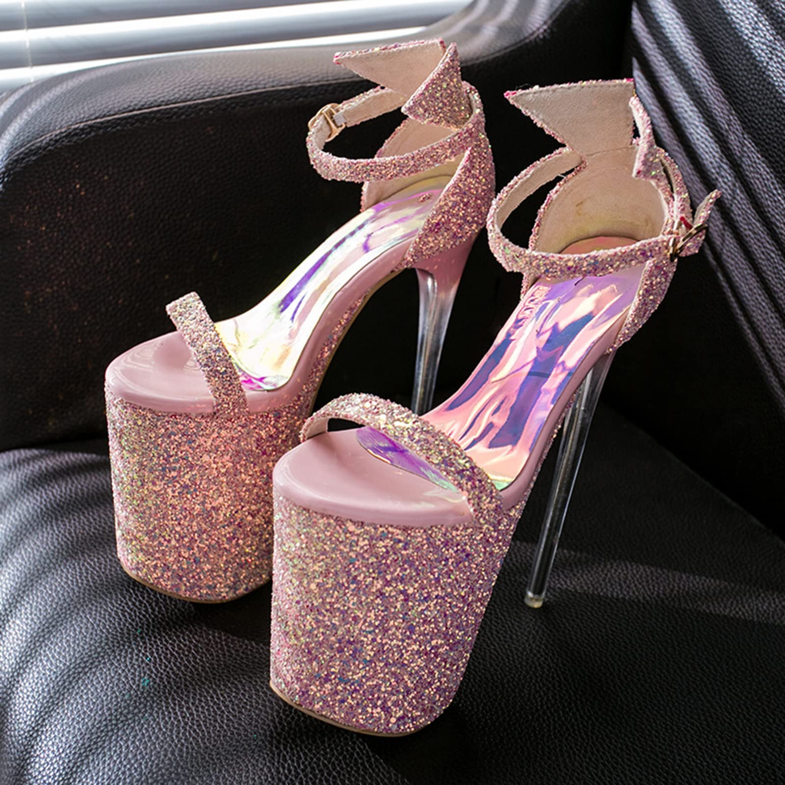 Sexy Women's Platform Stiletto Heels - Open Toe Ankle Strap Buckle Sandals for Nightclub, Fetish, Stripper & Fashion Wear - Perfect for Parties, Performances & Sensual Outfits
