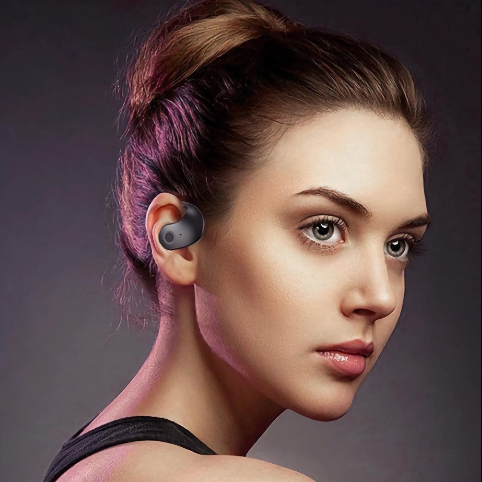 OneNine Open Ear Wireless Bluetooth 5.4 Headphones - IPX5 Waterproof, Noise Cancelling Sport Earbuds with Mic & Earhooks for Running, Gym & Outdoor Activities (Black, Compatible with Android/iOS)