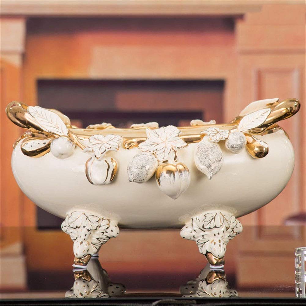 European Ceramic Fruit Plate - Large Decorative Bowl for Fruits, Home Decor, Living Room, Wedding & Housewarming Gift | Perfect for Dining Table, Kitchen Counter, Party Serving & Centerpiece
