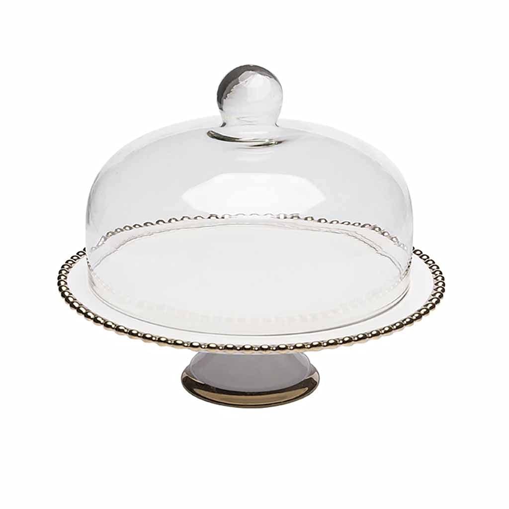 OIPYI 1 Set Round Tall Glass Cake Cover - Food Safe Dessert Dome with Handle, Transparent Dust-Proof Dome Lid for Party, Wedding, Bakery Display & Kitchen Storage