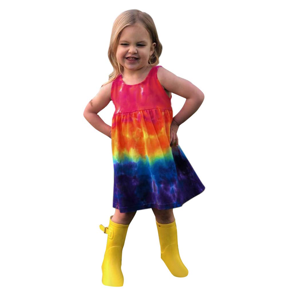 Bmisegm Toddler Clothes | Colorful Tie-Dye Baby Girl Dresses & Outfits Sets | Soft Cotton Bandhani Print Infant Clothing for Playdates, Birthday Parties & Photo Shoots