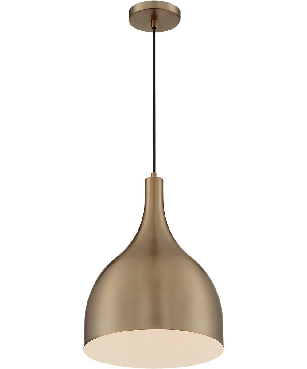 12W Bellcap 1 Light Pendant in Burnished Brass - Vintage Style Ceiling Light Fixture for Dining Room, Kitchen Island or Bedroom Lighting