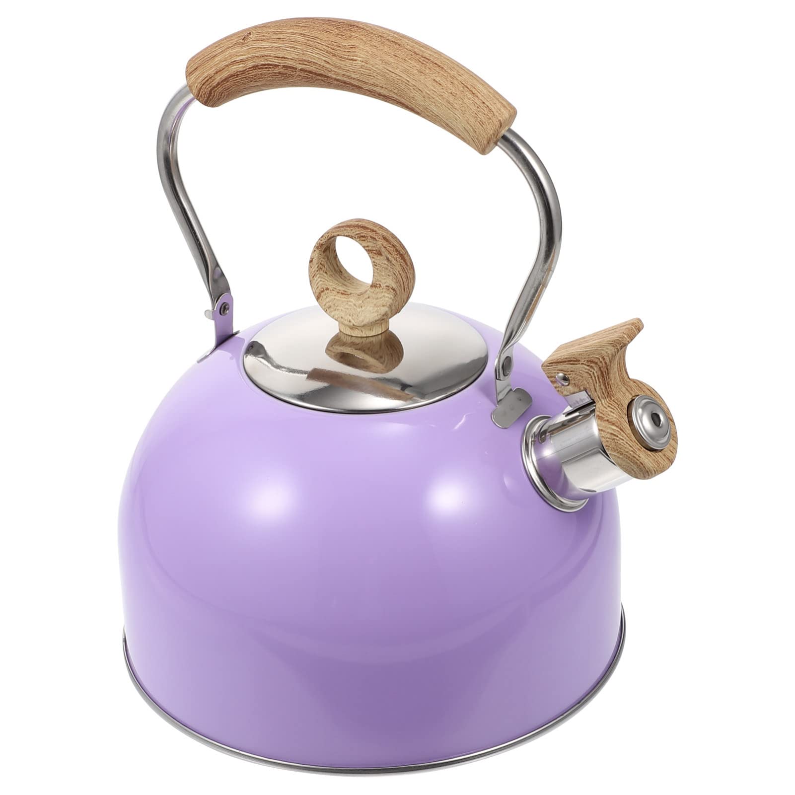 HEMOTON Stainless Steel Whistling Tea Kettle - Stovetop Hot Water Kettle with Ergonomic Handle for Home Kitchen (Purple) - Perfect for Brewing Tea, Coffee & Hot Beverages
