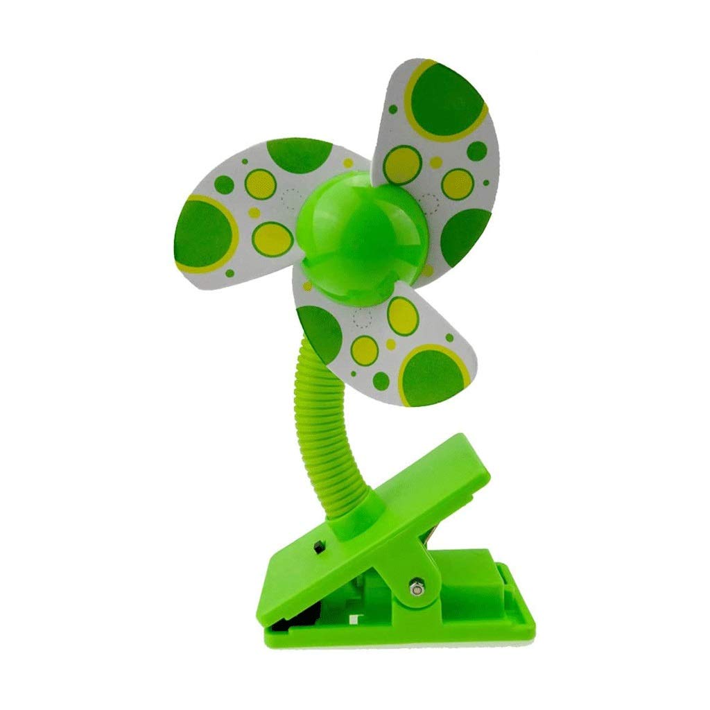 LYKYL Battery Operated Clip-On Stroller Fan for Baby - Portable Mini Fan with Strong Airflow, USB Rechargeable, Quiet & Safe - Perfect for Strollers, Car Seats, Cribs & Travel (Green)