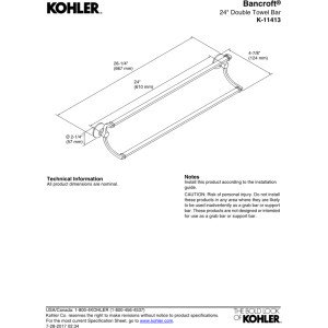 KOHLER BANCROFT 24-Inch Double Towel Bar - Polished Chrome Bathroom Towel Rack for Modern Homes, Hotels & Spa Decor