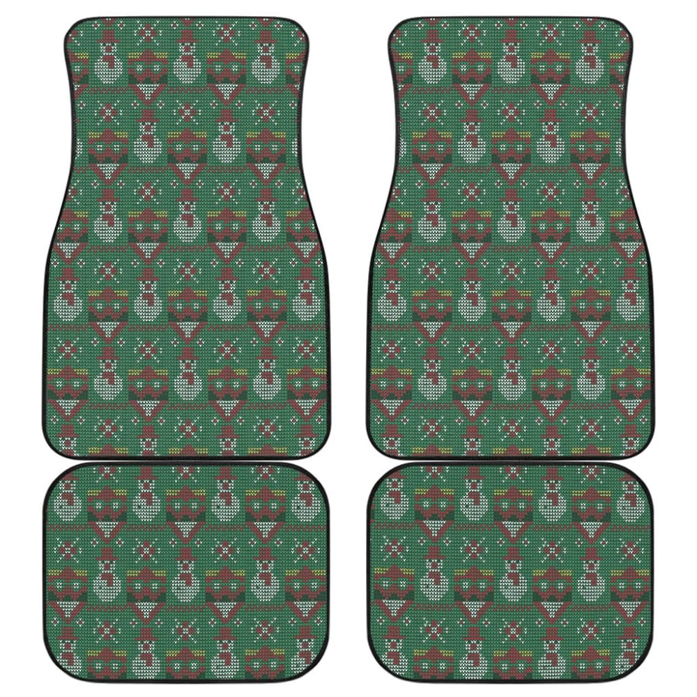 Premium Green Ugly Christmas Snowman Car Floor Mats - Waterproof & Durable for Holiday Decor - Perfect for Winter Car Accessories & Christmas Gifts