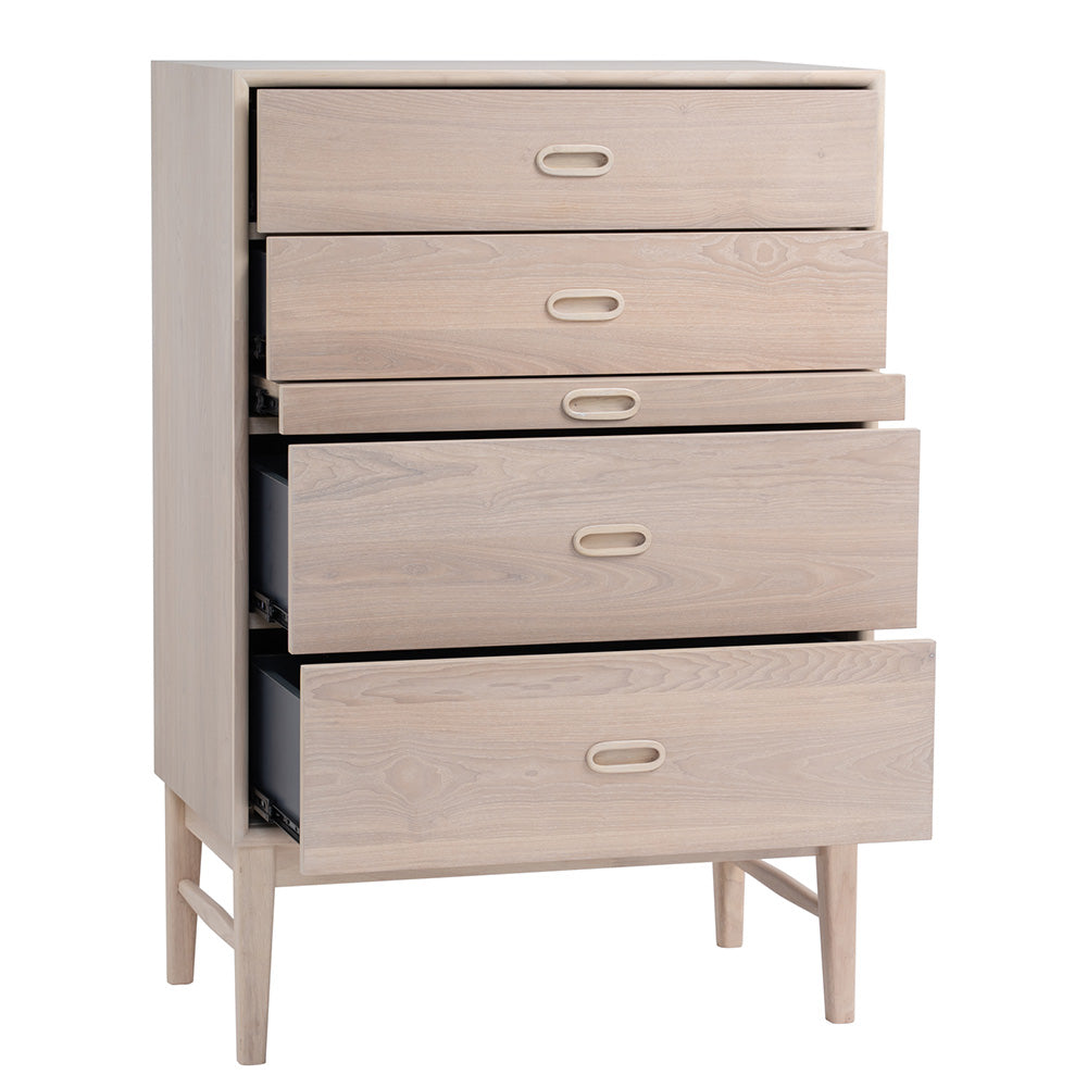 HAYTON 70cm Tall Sideboard - White Oak Solid Wood Buffet Cabinet for Dining Room, Living Room & Entryway Storage