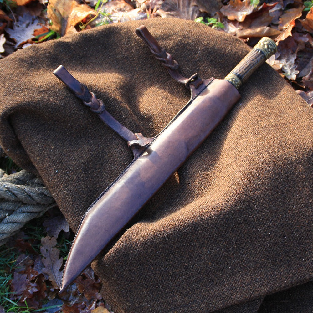Premium Brown Pine Wood Scabbard - Handcrafted Sword Sheath for Medieval Reenactment, Cosplay & Collectors