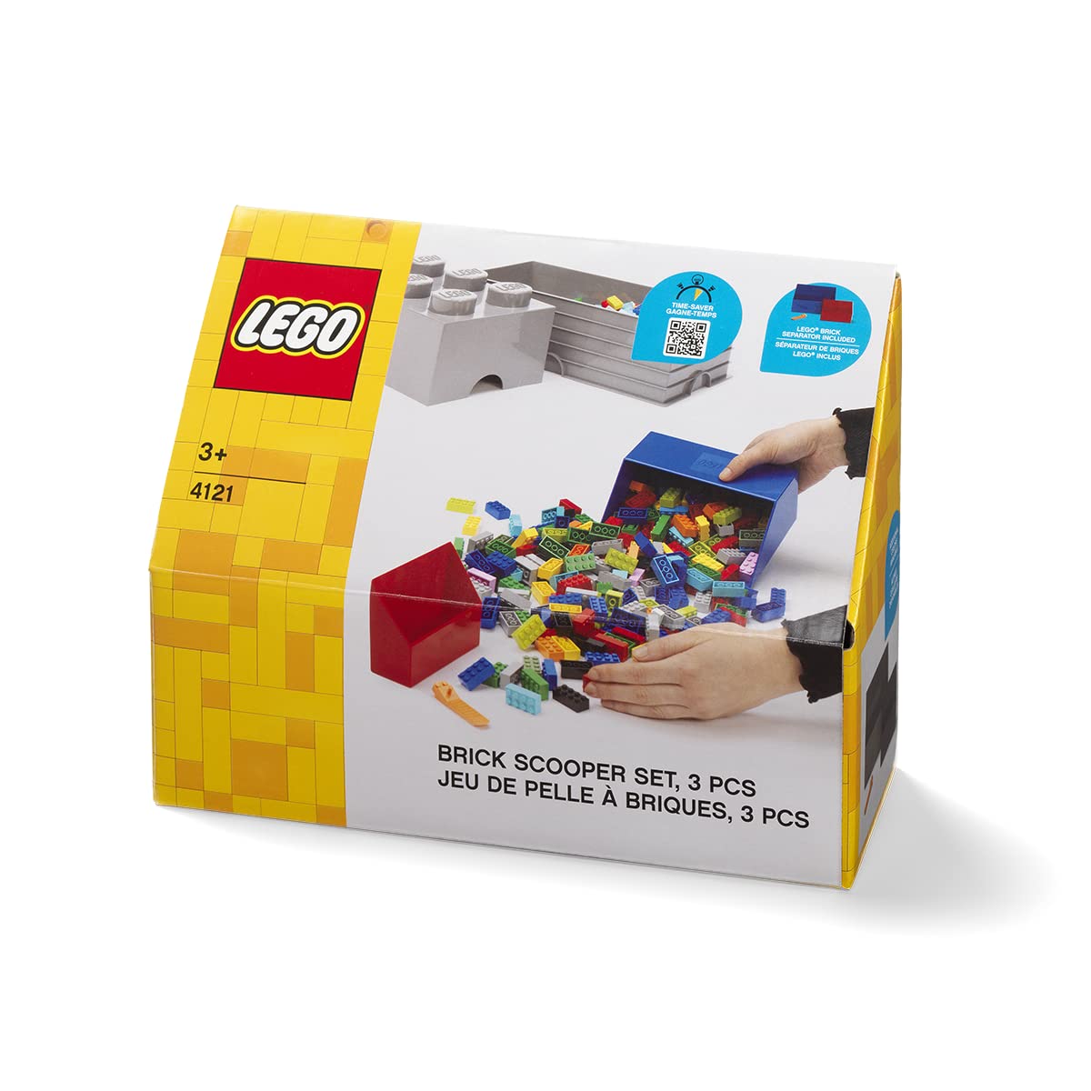 **Lego® Brick Scooper Set with 2 Sizes of Scoopers & Brick Separator - Fast & Easy Lego® Cleanup Tool for Kids & Adults - Ideal for Organizing Lego® Bricks & Building Projects (Red & Blue)**