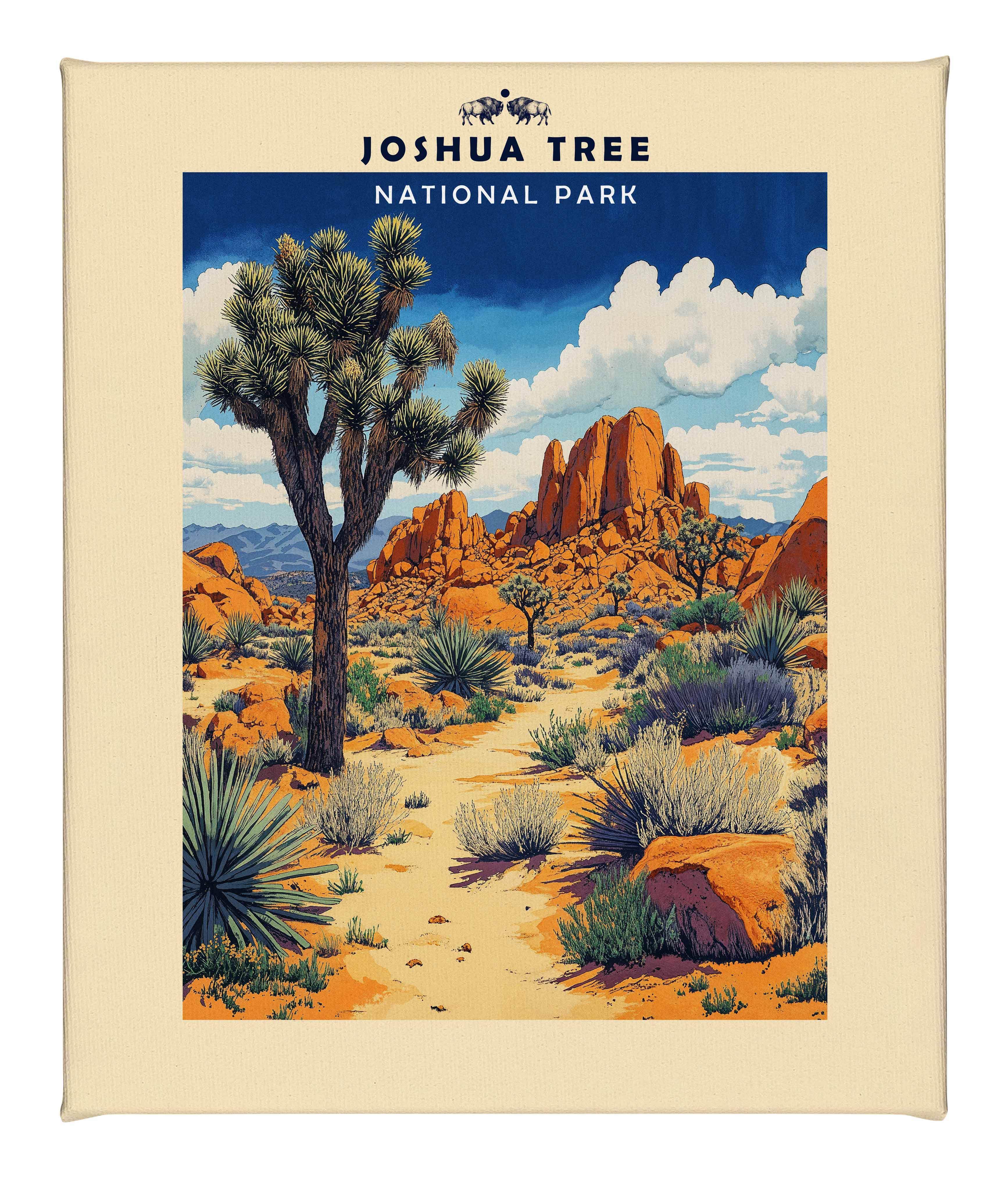 Joshua Tree Gallery Wrapped Canvas Wall Art - Stunning Desert Landscape Painting for Living Room, Bedroom & Office Decor