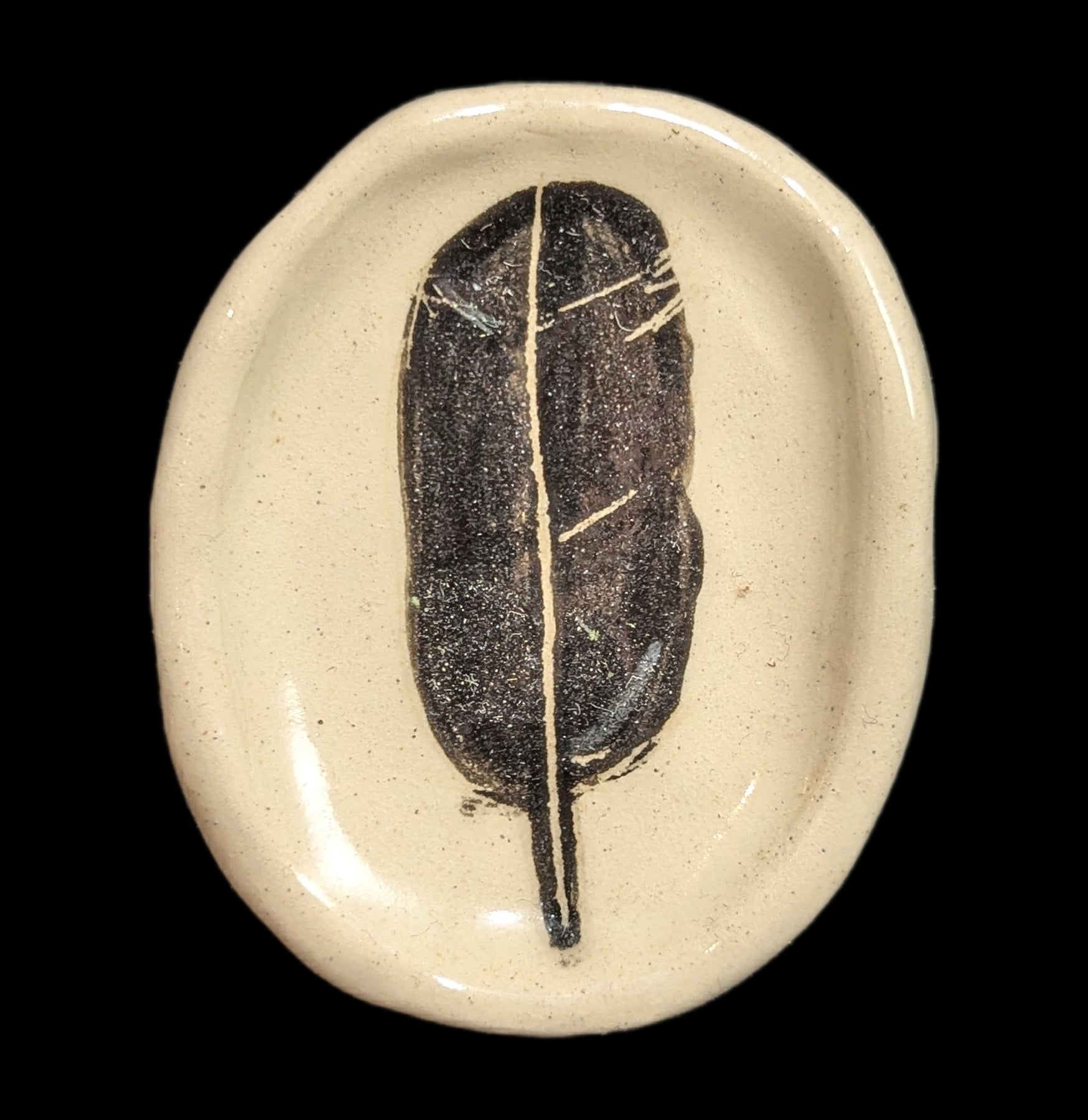 Ceramic Crow Feather Ritual Dish - Handmade Ceramic Offering Bowl for Wiccan Altar, Pagan Rituals & Spiritual Ceremonies - Perfect for Smudging, Candle Magic & Sacred Space Decor