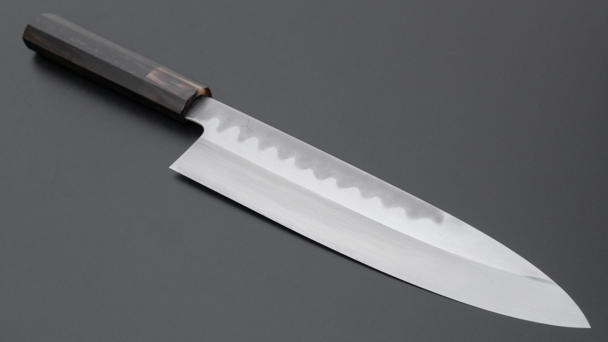 Hitohira Togashi Kyuzo White #1 Hakumon Mizu Honyaki Gyuto 240mm Japanese Chef Knife with Taihei Ebony Handle (#072/Saya) - Premium Kitchen Knife for Professional Chefs & Home Cooking, Perfect for Slicing, Dicing & Precision Cutting