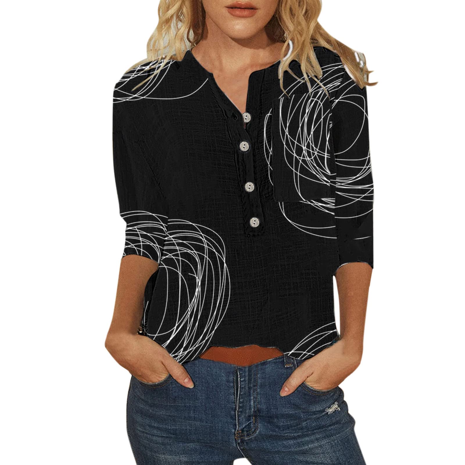 Plus Size Floral V-Neck Blouse for Women - Sexy Loose Casual Summer Tops - Boho Chic Flowy Tee for Beach, Date Night & Vacation Outfits