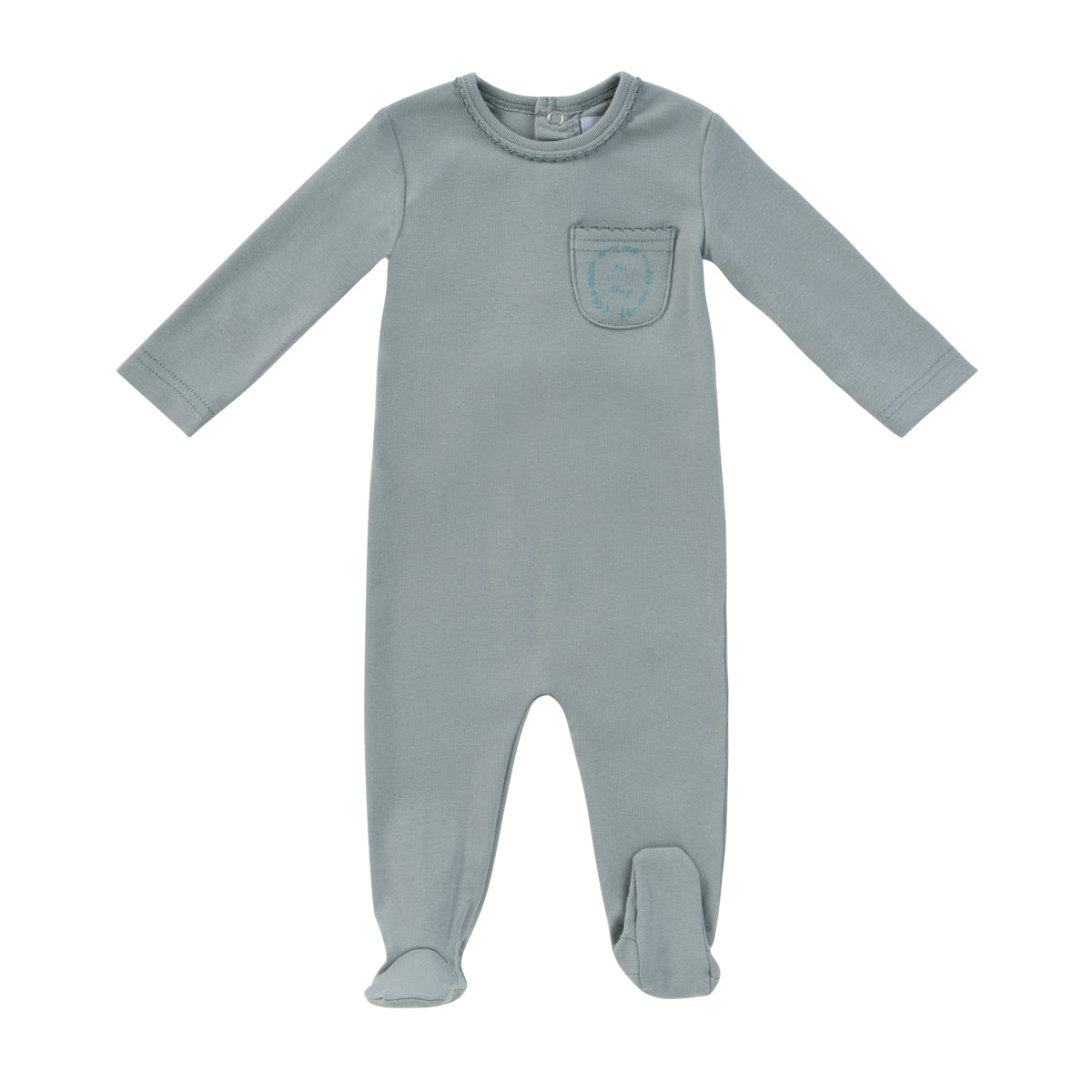 Kipp Baby Embroidered Sage Pocket Footie - Soft Organic Cotton Baby Romper for Newborns & Infants | Perfect for Playtime, Outings & Photo Shoots