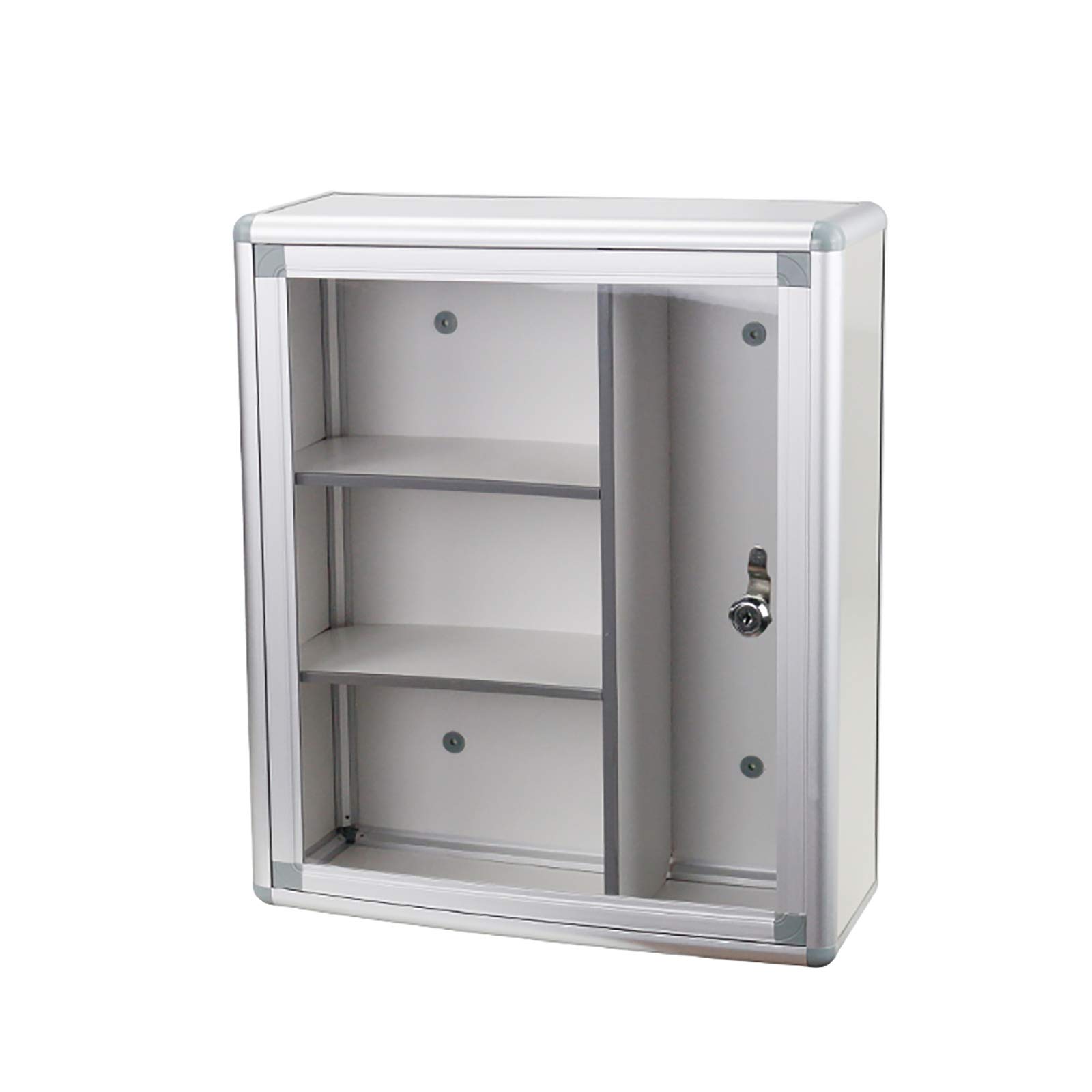 Wall Mount First Aid Storage Box - Aluminum Alloy Medical Organizer with Child Safety Lock & Glass Door - Perfect for Home, Office, Clinic Emergency Kits & Medicine Storage