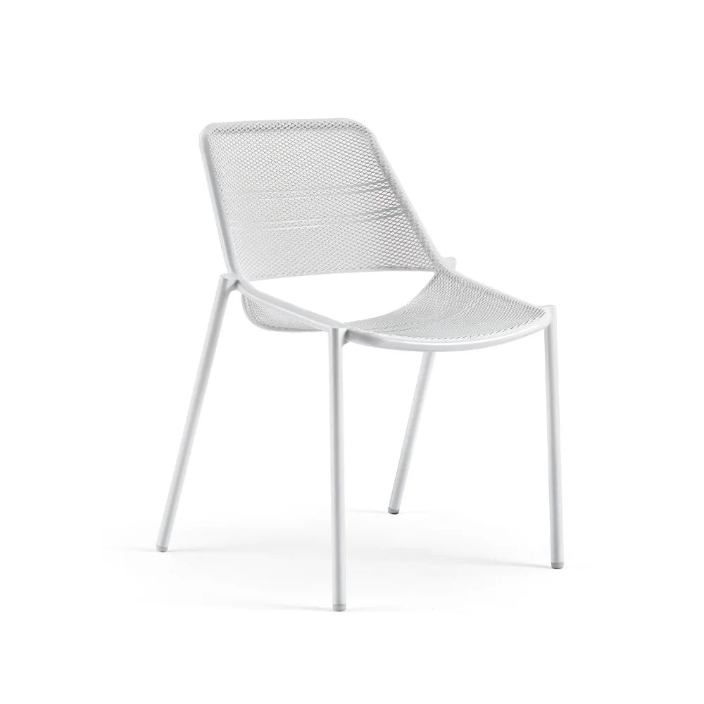 Como Steel Outdoor Armless Stackable Dining Chairs - Set of 4 | Patio, Garden, Poolside & Restaurant Seating | Weather-Resistant Metal Dining Chairs for Outdoor Use