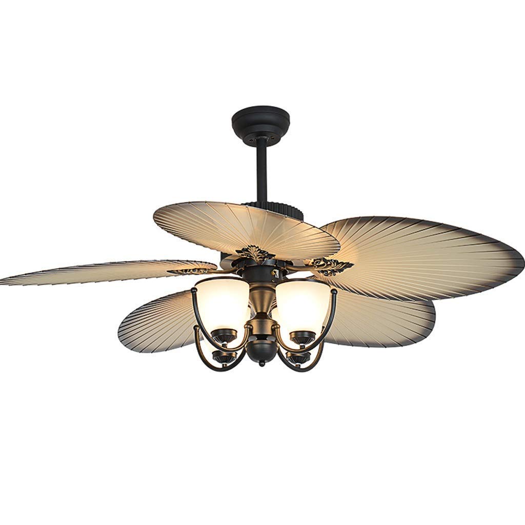 42 Inch Mediterranean Style Ceiling Fan with Light & Remote Control - Vintage Industrial Design for Living Room, Bedroom & Restaurant - E27 Bulb Compatible - Perfect for Home Decor & Air Circulation