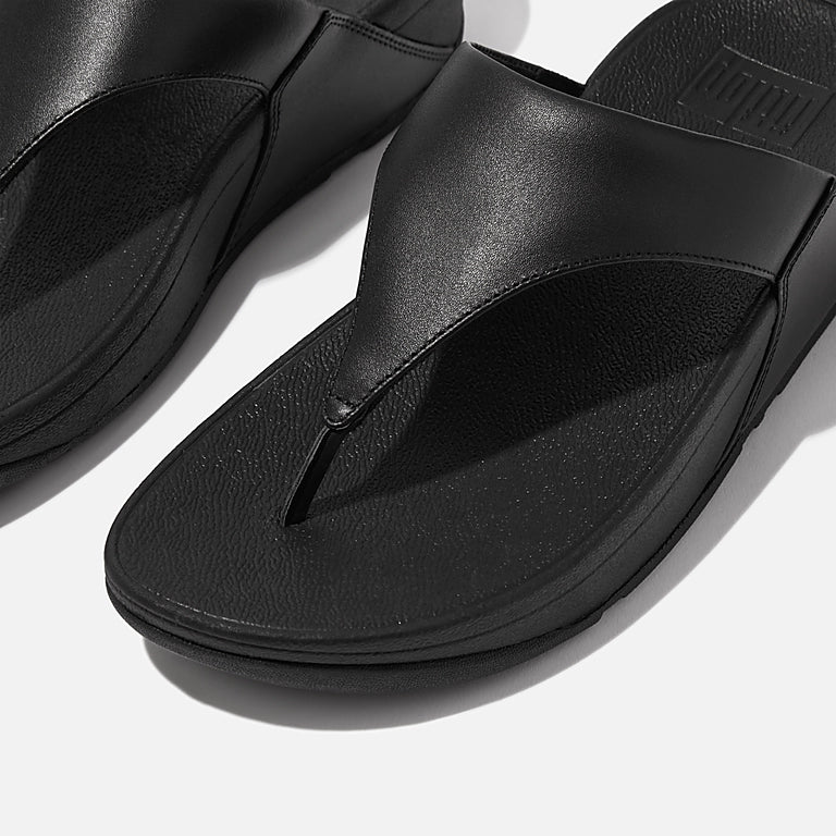 FitFlop Lulu Leather Sandals for Women - Comfortable Black Slide Sandals with Arch Support | Perfect for Summer, Beach, and Casual Wear