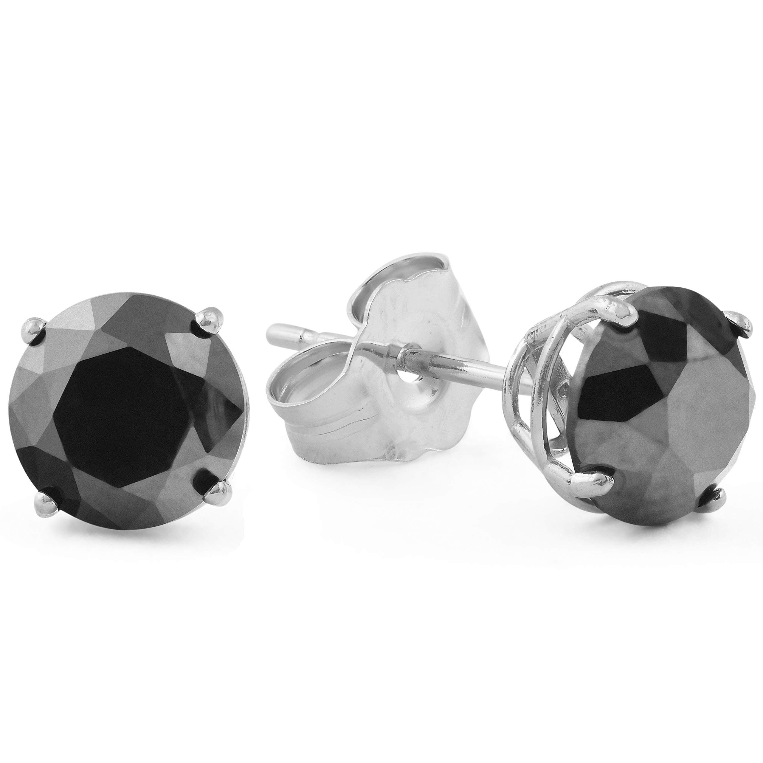 2.5ct Black Diamond Stud Earrings for Women in 14K White Gold - Elegant & Timeless Jewelry for Everyday Wear, Parties & Special Occasions