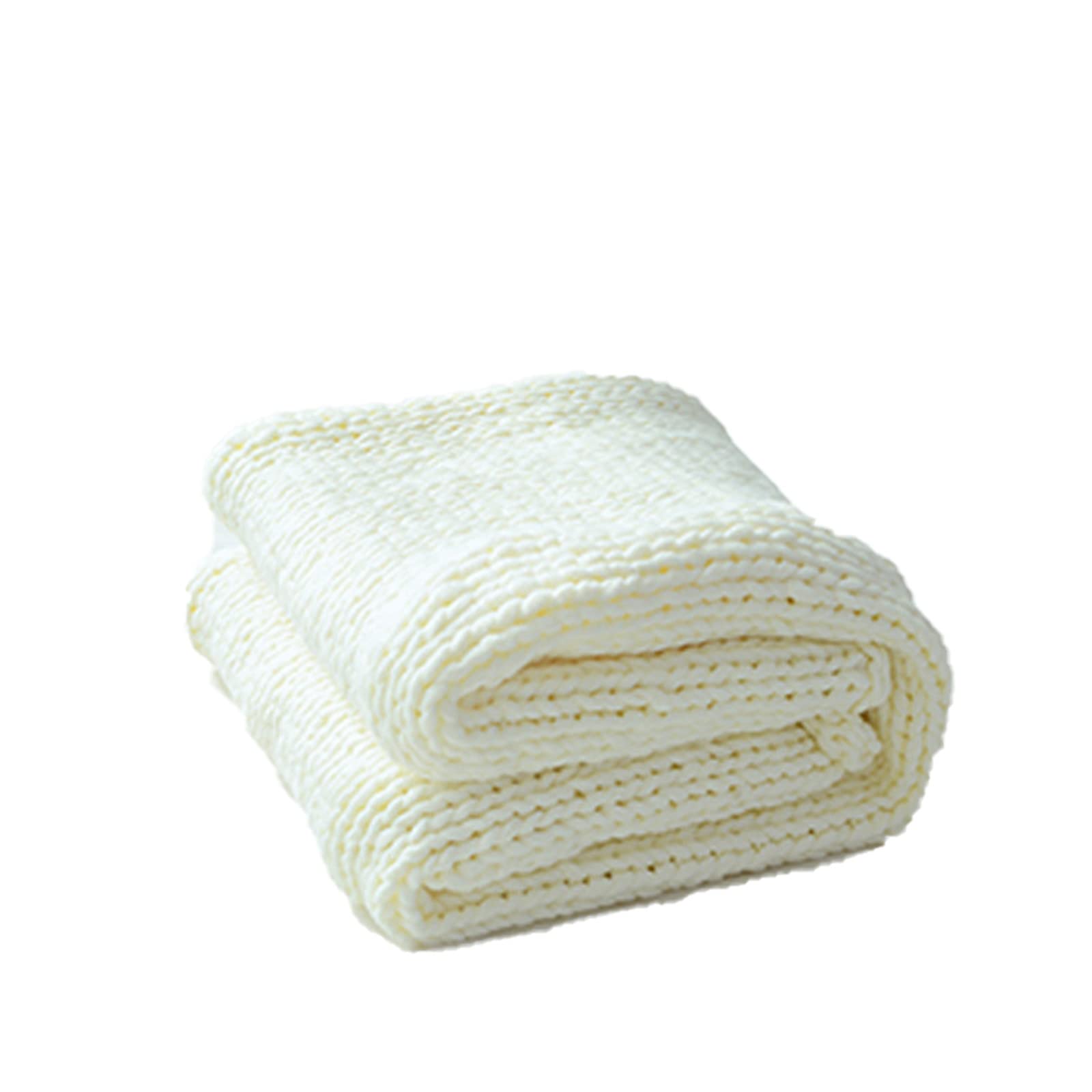 MKWEY Chunky Knit Blanket 47x59in (120x150cm) - Soft Warm Chenille Yarn Cable Knitted Throw Blanket for Couch, Bed & Sofa - Cozy Home Decor for Living Room, Nursery & Winter Nights (Beige)