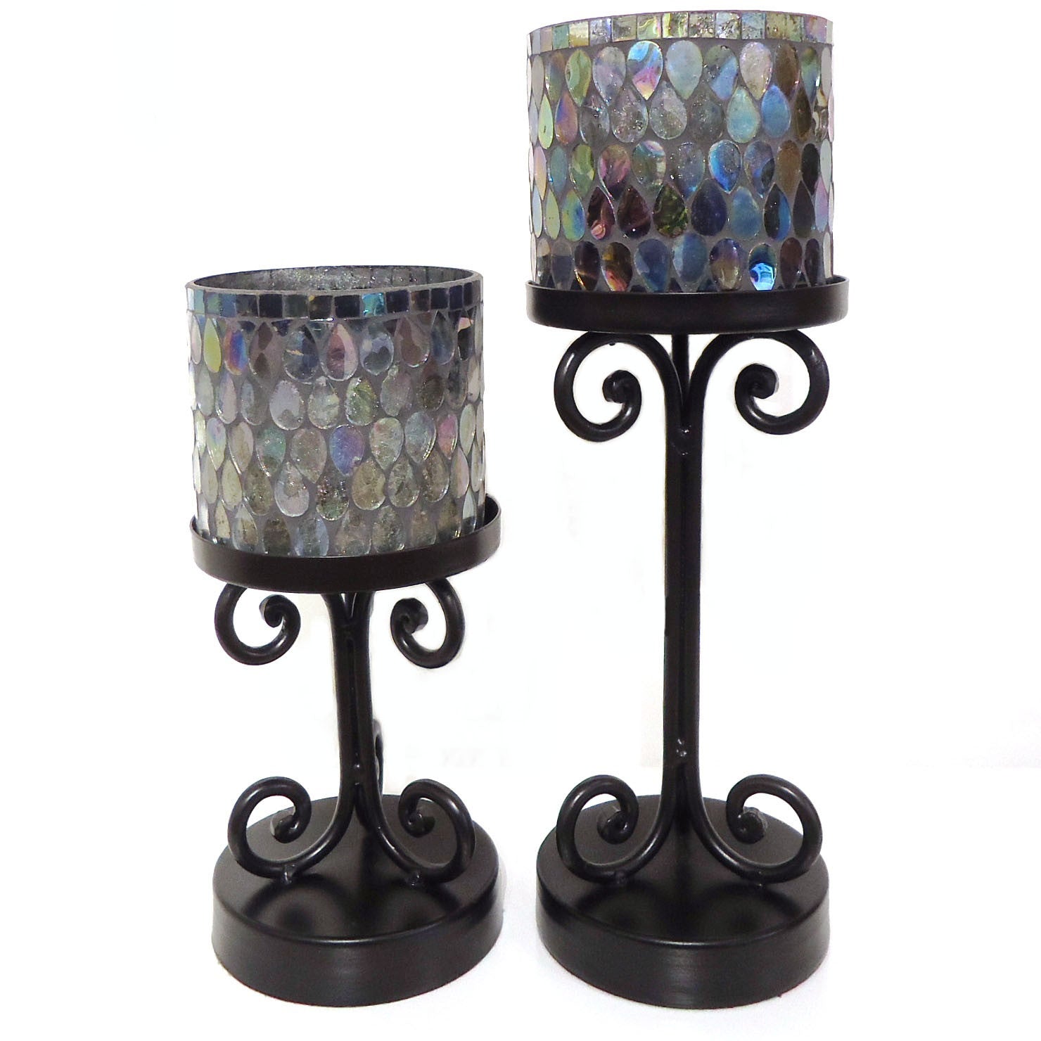 Decorative Mosaic & Iron Pillar Holder for Home and Garden - Perfect for Candles, Plants, and Outdoor Decor