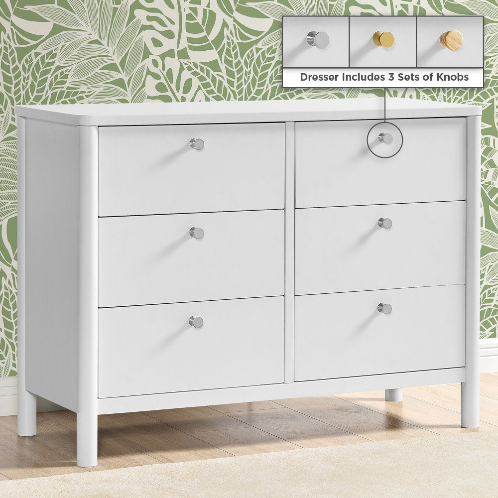 Brooks 6 Drawer Dresser with Interlocking Drawers - Sturdy Wooden Bedroom Furniture for Clothes Storage | Perfect for Master Bedroom, Guest Room & Nursery Organization
