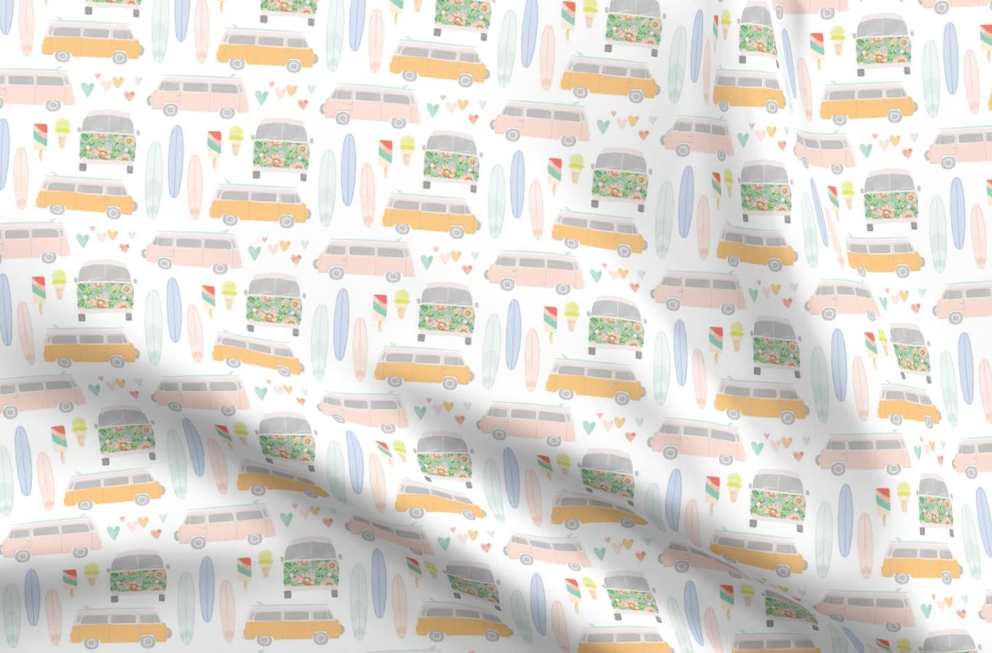 Summer Floral Beach Boho Printed Minky Fabric Fat Quarter - Soft Plush Fabric for Sewing Baby Blankets, Quilt Backing & DIY Plush Toys - Perfect for Boho Home Decor, Nursery Projects & Crafting