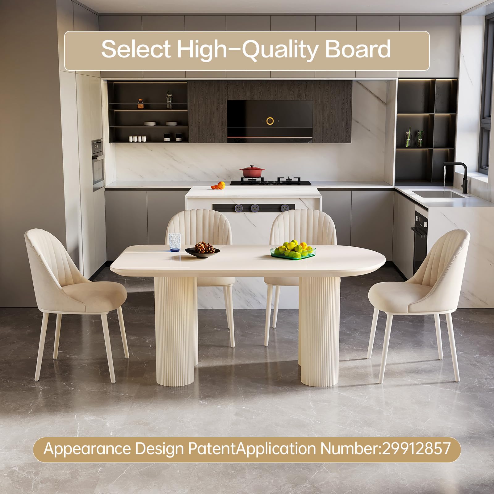 Modern 6-Piece Dining Table Set with Chairs - White Kitchen & Breakfast Nook Furniture for Small Spaces | Perfect for Indoor Dining, Living Room & Bar Areas