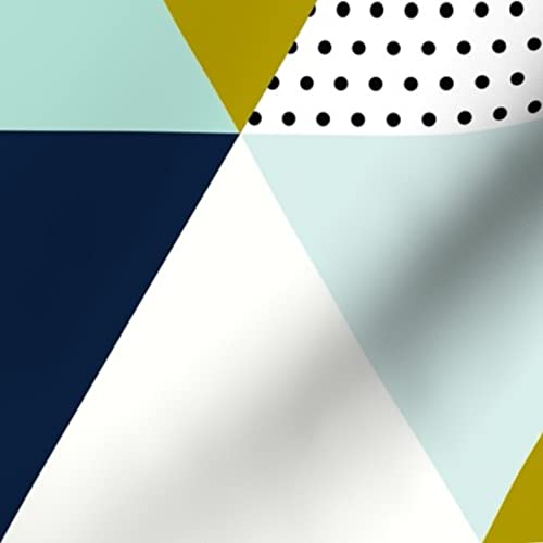 Aqua Adventure Triangle Printed Minky Fabric Fat Quarter - Navy Blue Cheater Quilt Top for Sewing Baby Blankets, Quilt Backing & Plush Projects - Soft & Cozy Fabric for DIY Crafts, Nursery Decor & Home Decorating