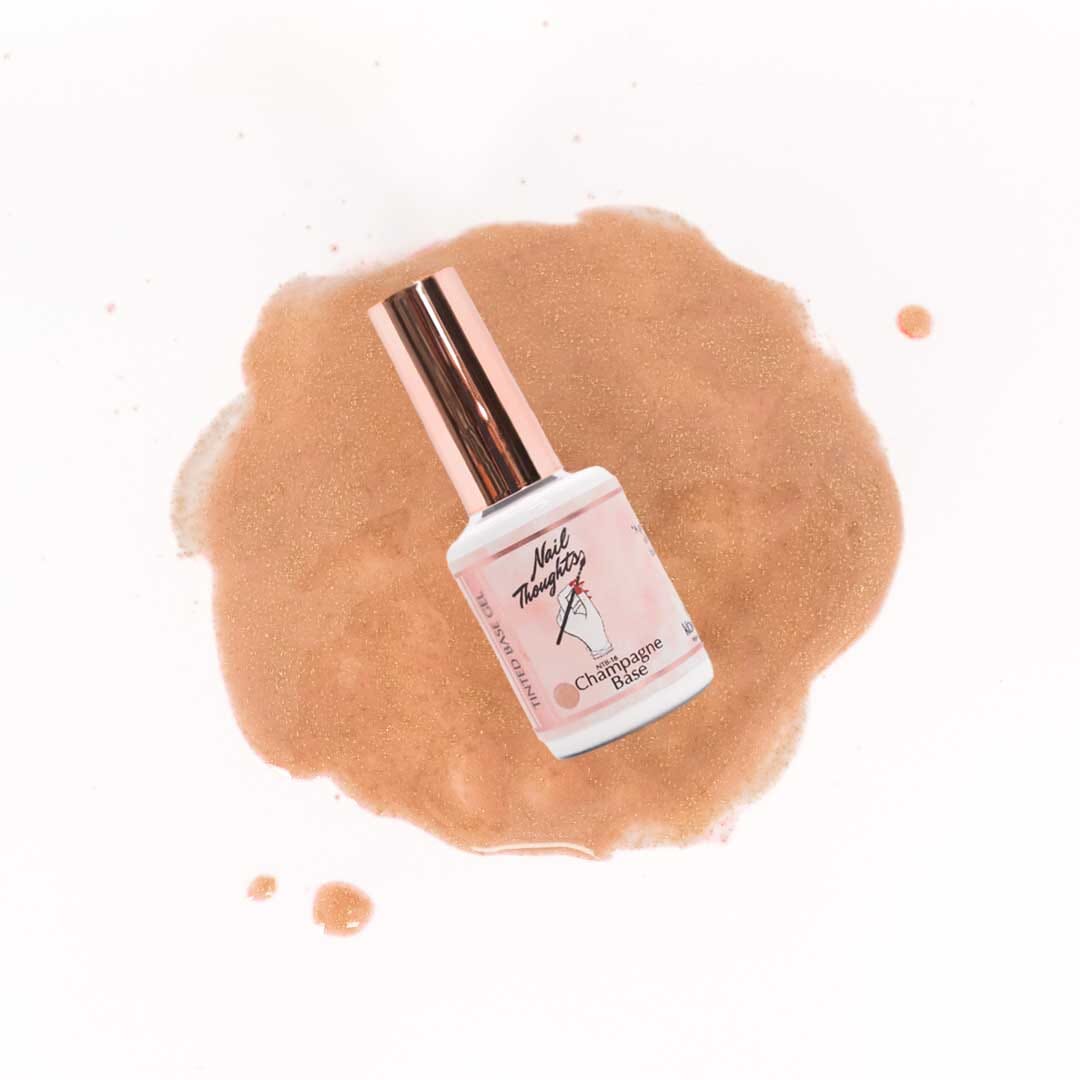 Nail Thoughts NTB 16 Champagne Base Gel Polish - Long Lasting Shimmer Nail Lacquer for Manicures & Pedicures | Perfect for Weddings, Parties & Special Occasions