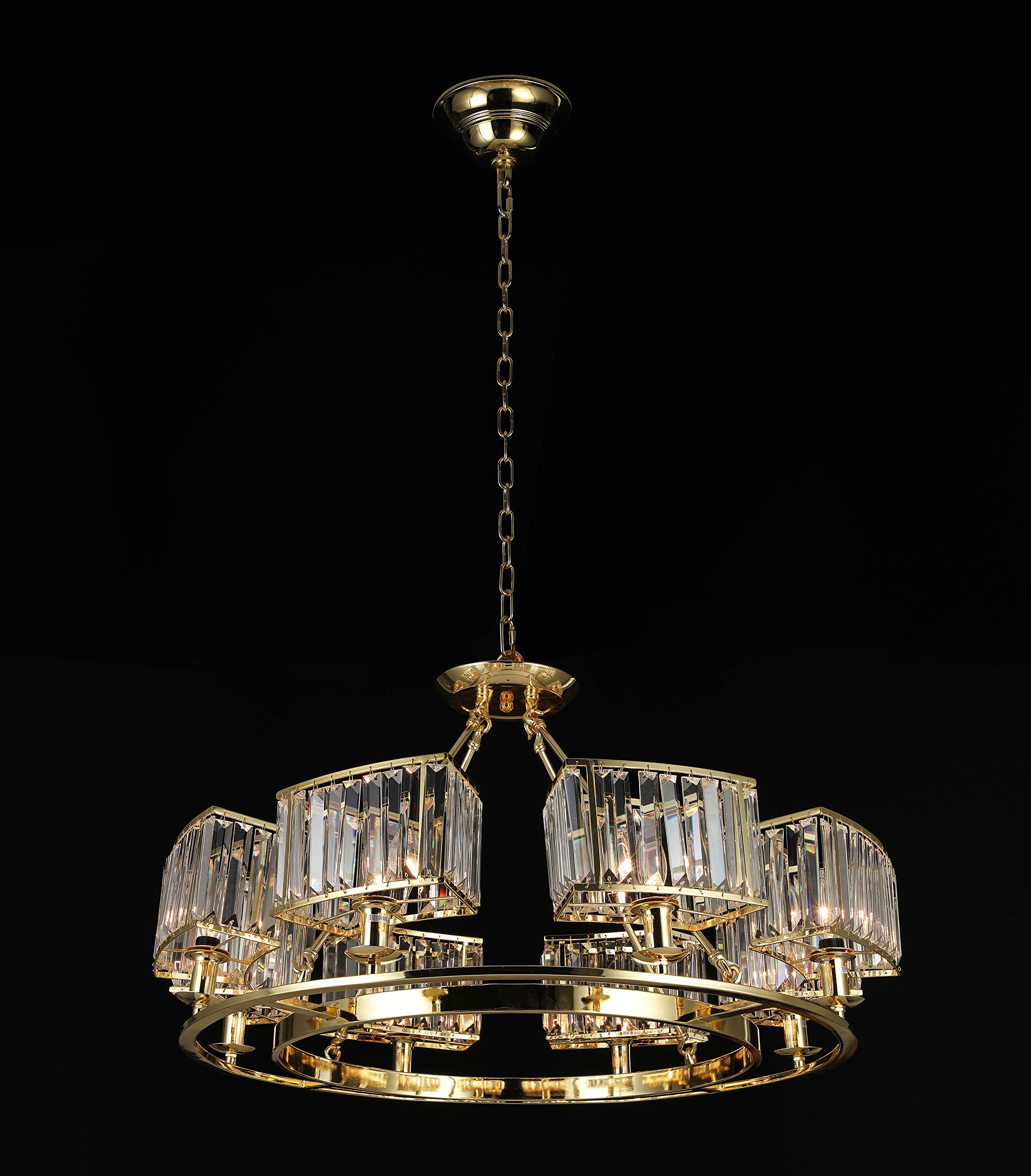 Palladium Empress Crystal Glass Fringe Chandelier Lighting Fixture - 19